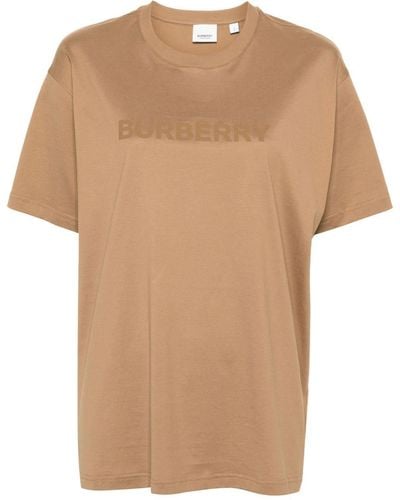 Burberry T-shirt en coton à logo imprimé - Neutre
