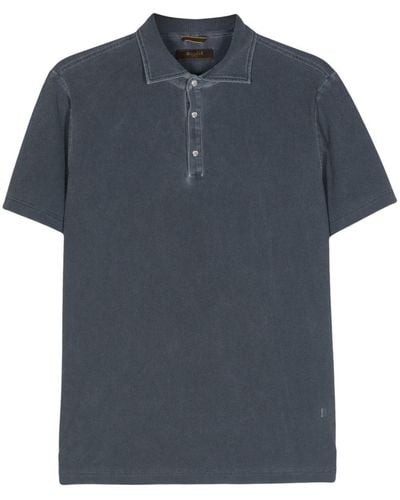 Moorer Semi-doorzichtig Poloshirt - Blauw