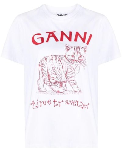 Ganni T-Shirt mit "Future"-Print - Weiß