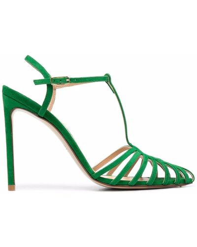 Francesco Russo 115mm Caged-strap Pointed-toe Sandals - Green