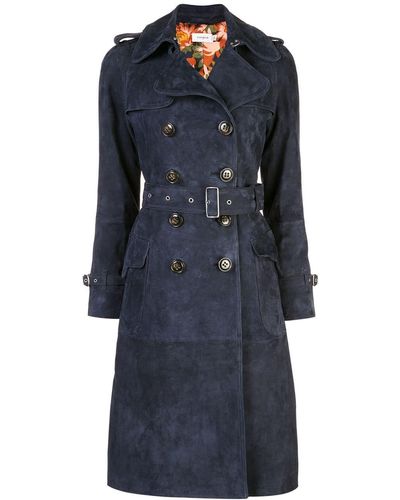 COACH Suede Trench With Printed Lining - Blue
