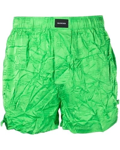 Balenciaga Shorts pigiama con effetto stropicciato - Verde