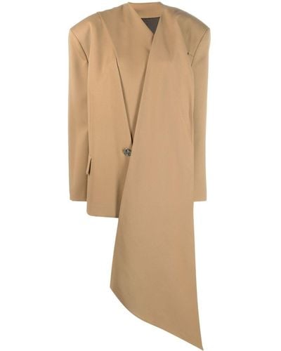 The Attico Scarf-embellished Single-breasted Blazer - Natural