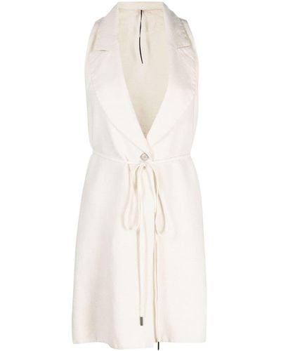 Masnada Front-tie Buttoned Waistcoat - White