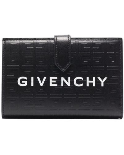 Givenchy Portefeuille pliant en cuir à logo imprimé - Noir