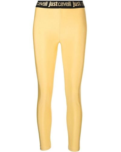 Just Cavalli Logo-waistband High-waist leggings - Yellow