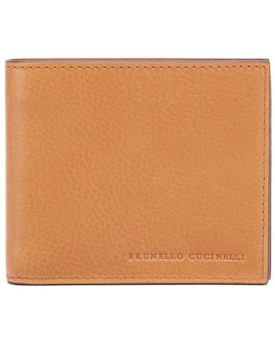 Brunello Cucinelli Logo-debossed Leather Bi-fold Wallet - White