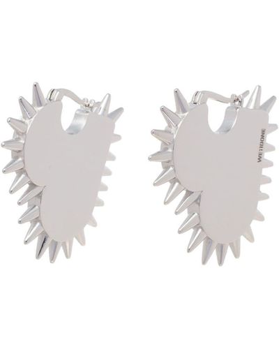we11done Heart-motif Logo-engraved Earrings - White