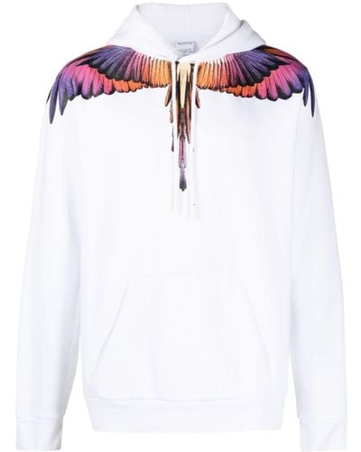 Marcelo Burlon Wings-print organic-cotton hoodie - Bianco
