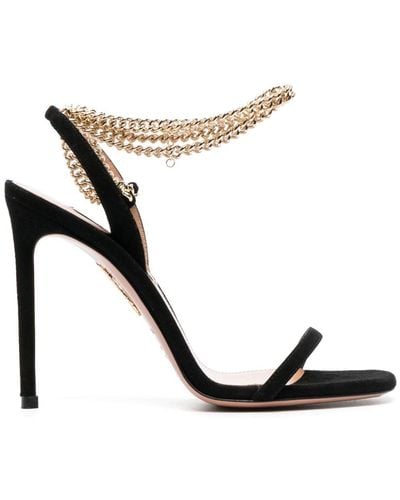 Aquazzura 116mm Chain-link Suede Court Shoes - Black