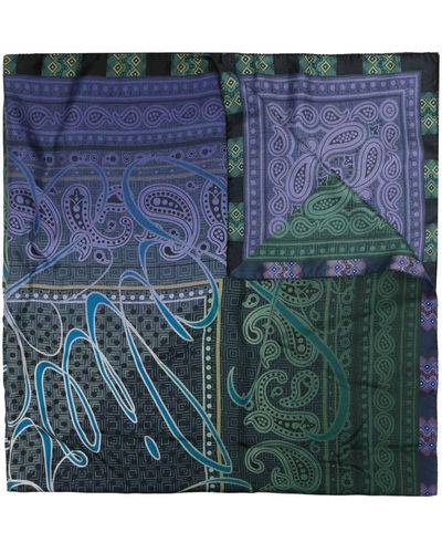 Faliero Sarti Paisley-print Logo Scarf - Blue