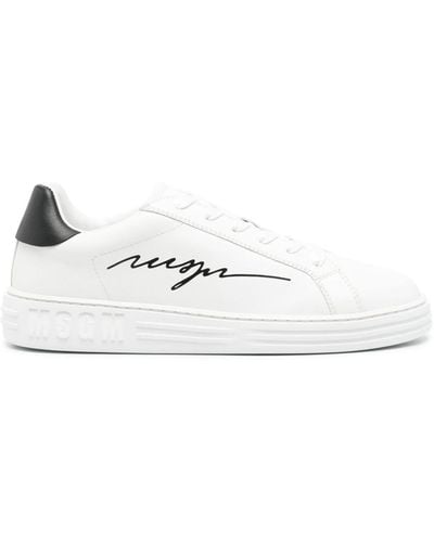 MSGM Iconic Leren Sneakers - Wit