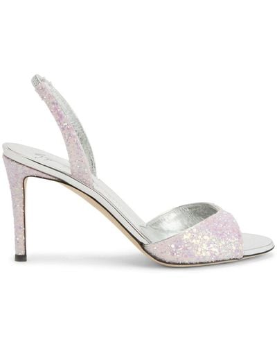 Giuseppe Zanotti Lilibeth 85mm Glitter Sandals - White
