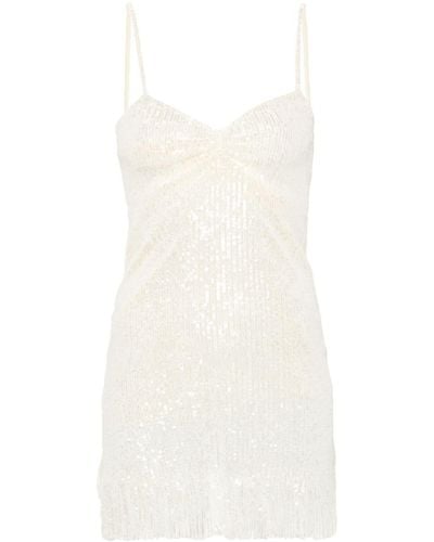Ermanno Scervino Sequin-design fringed mini dress - Weiß