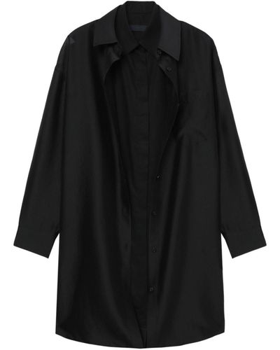 Juun.J Layered Longline Cotton Shirt - Black