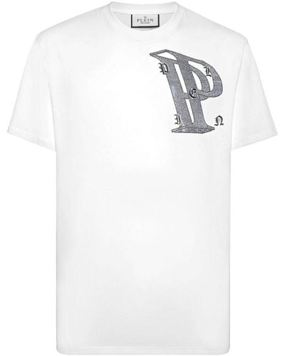 Philipp Plein T-Shirt mit Strassverzierung - Weiß