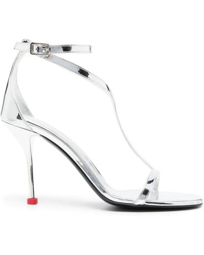 Alexander McQueen Harness Sandalen mit Spiegel-Effekt 90mm - Weiß