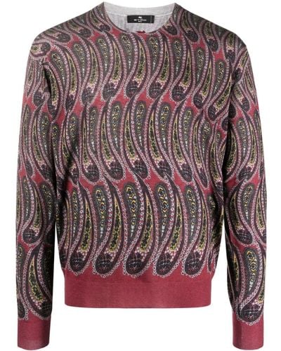 Etro Long-sleeve Intarsia-knit Sweater - Pink