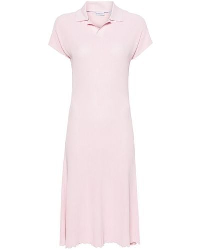 Burberry Geribbelde Maxi-jurk Met Polokraag - Roze