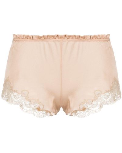 Carine Gilson Calais Caudry-lace Silk Shorts - Natural