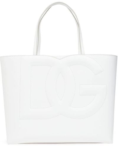 Dolce & Gabbana Mittelgroße Handtasche mit DG-Logo - Weiß