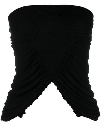 Saint Laurent Ruched Strapless Top - Black