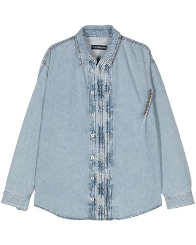 Y. Project Embroidered-Logo Denim Shirt - Blue