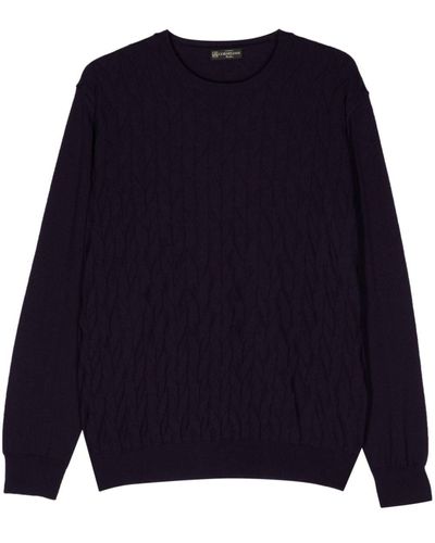 Corneliani Crew-neck Chevron-knit Sweater - Blue
