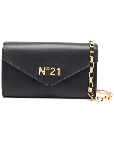 N°21 Logo-plaque Leather Bag - Black