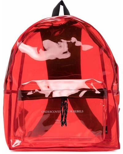 Undercover Logo Print Transparent Backpack - Red