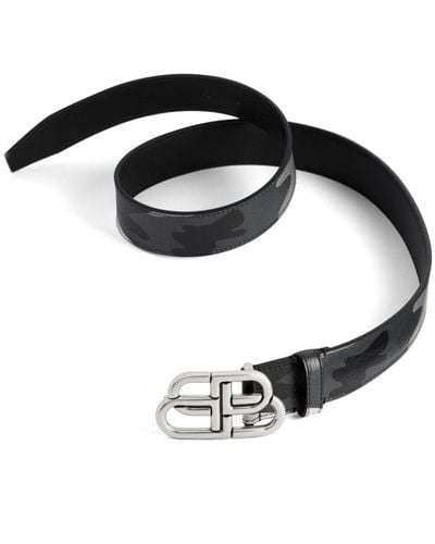 Balenciaga Bb Buckle Leather Belt - Black