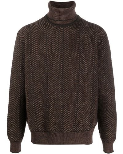 ZEGNA Roll-neck Knitted Sweater - Brown