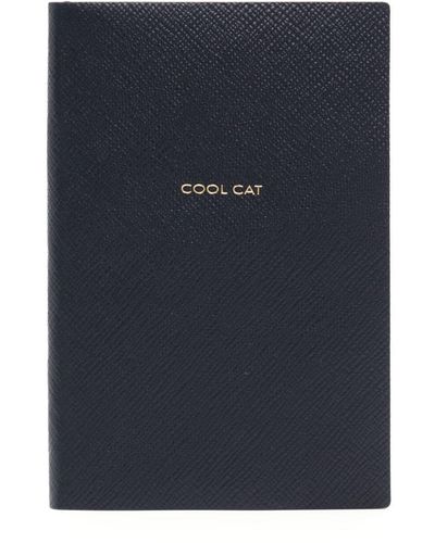 Smythson Quaderno Cool Cat Chelsea (16,7cm x 11,2cm) - Blu
