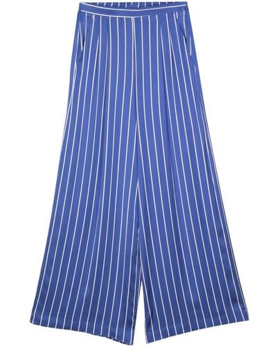 Semicouture Pantalon ample à rayures - Bleu