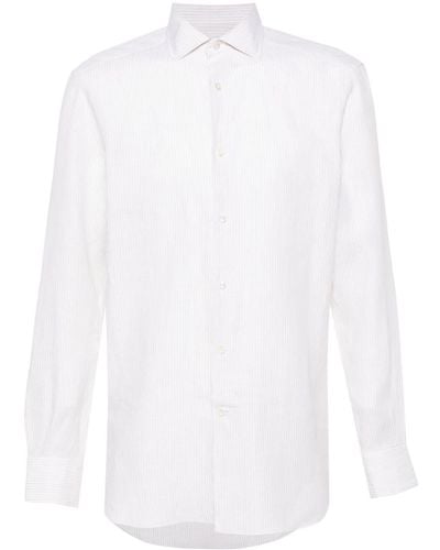 Zegna Oasi Striped Linen Shirt - White