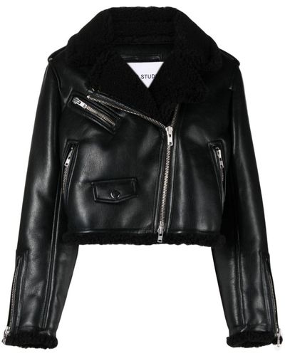 Stand Studio Faux-shearling Cropped Jacket - Black