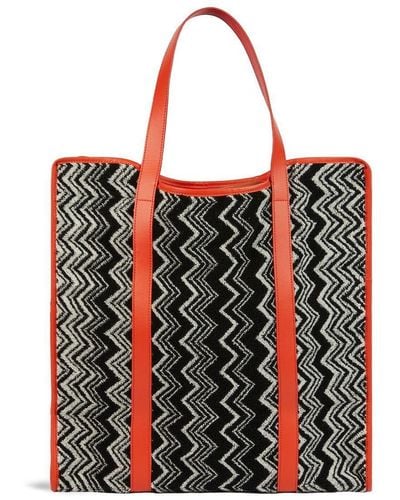 Missoni Keith Zigzag-print Tote Bag - Red