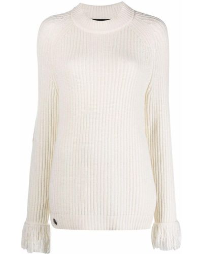 Philipp Plein Love Plein Ribbed-knit Sweater - Natural