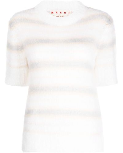 Marni T-shirt en mohair à effet brossé - Blanc
