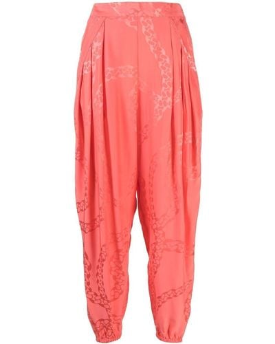 Stella McCartney Pantalon fuselé à design plissé - Rouge