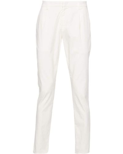 Dondup Pantalon droit à plaque logo - Blanc