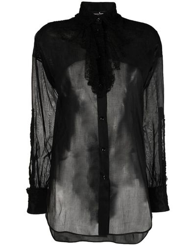 Ermanno Scervino Lace-detail Ruffle Shirt - Black