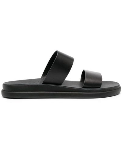 Ancient Greek Sandals Nicos Leather Slides - Black