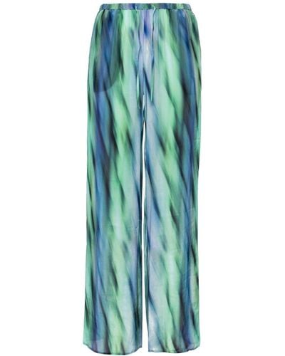 Armani Exchange Abstract-print Lightweight Straight Trousers - Blue