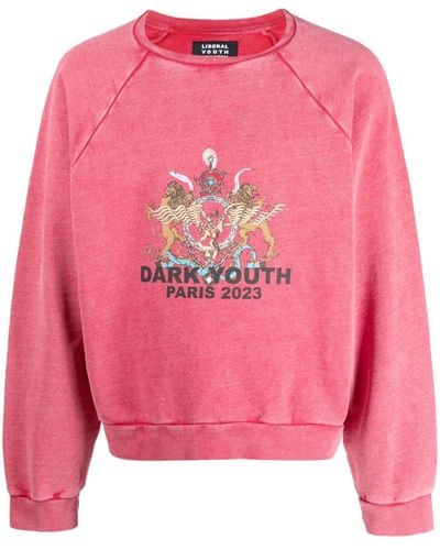 Liberal Youth Ministry Graphic-print Cropped Sweatshirt - Pink