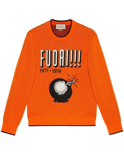 Gucci Fuori-print Knit Jumper - Orange