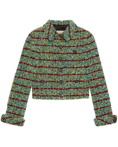 Gucci Tweed Cropped Jacket - Green