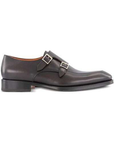 Santoni Leather Monk Shoes - Grey