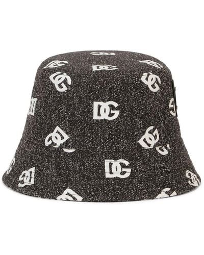 Dolce & Gabbana Sombrero de pescador con logo estampado - Negro