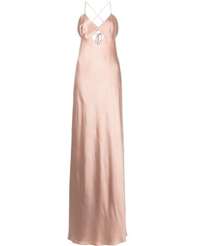 Michelle Mason Cut-out Detail Silk Gown - Pink